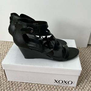 Xoxo black wedge heel sandal. Size 9.5.